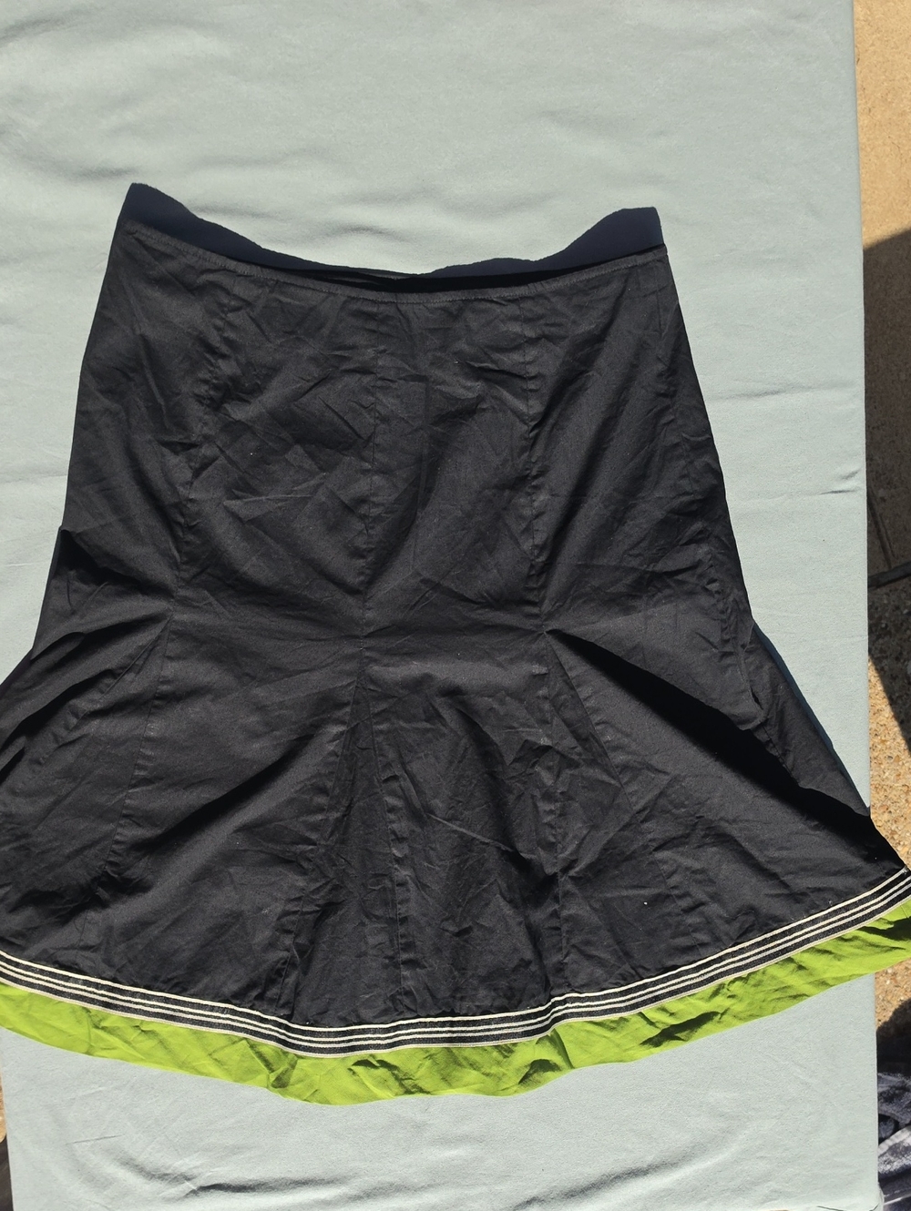 Robbie Bee Black A-Line Skirt with Lime Trim